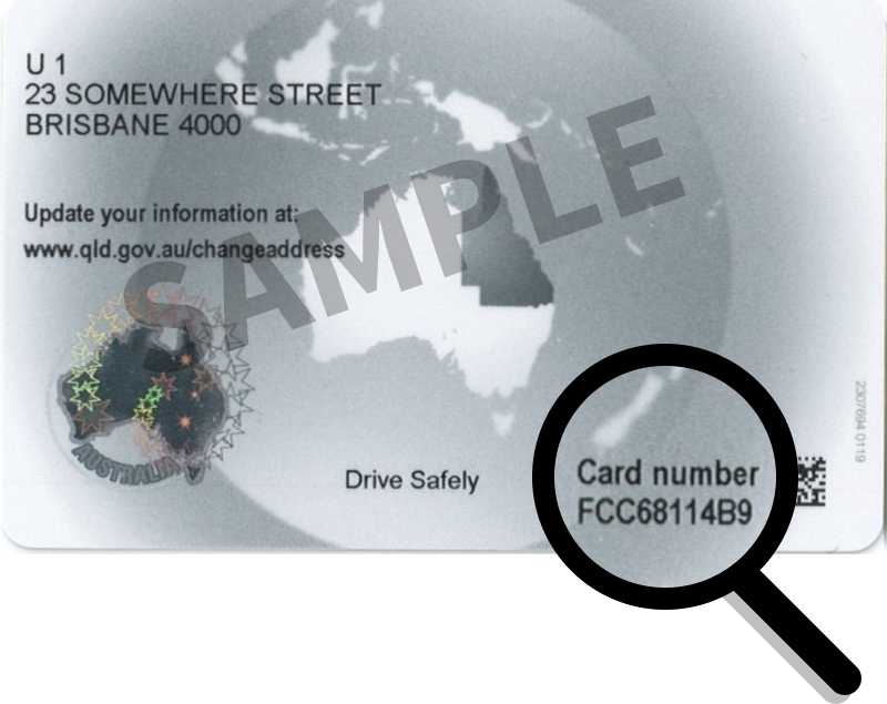 Sample image of QLD license card back