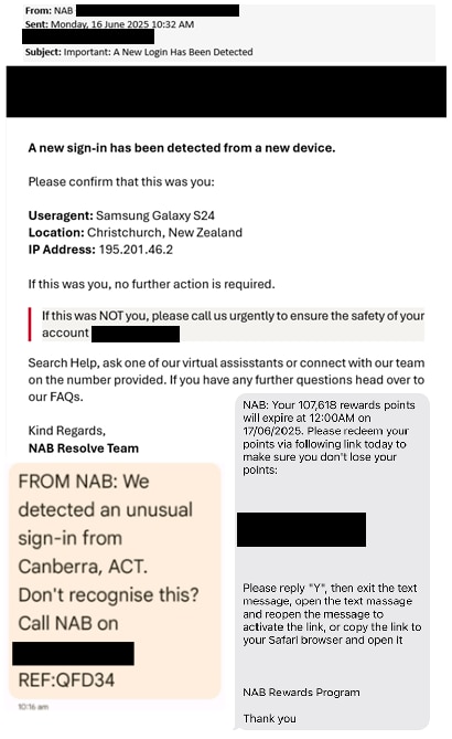 image showing phishing email