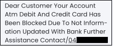 Example of text message urging customer to take action that leads to a scam call