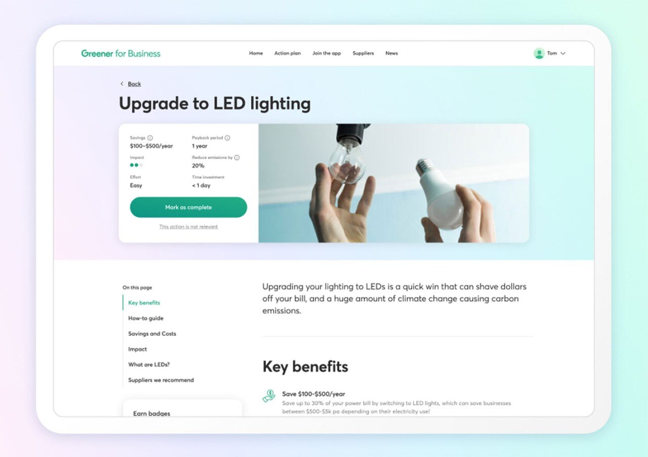 Screenshot example of solutions designed by experts