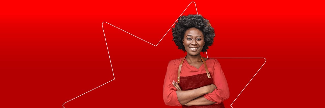 Business woman with NAB star background