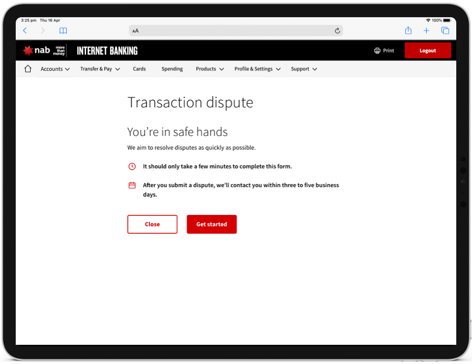 How to submit a transaction dispute Online banking guide NAB