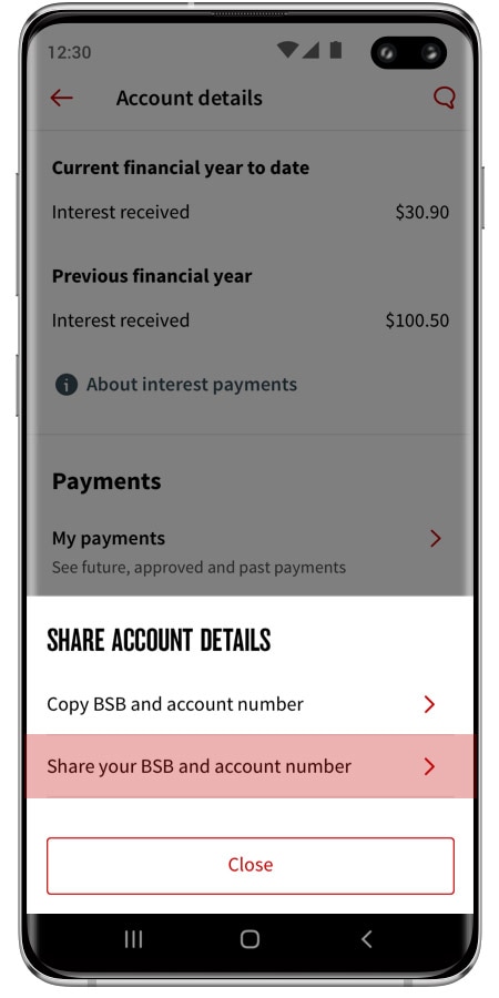 How To Share Your Account Details Nab App Help Guide For Android Nab