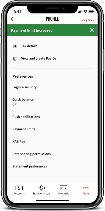 How to change a daily transfer limit | NAB app help for ...