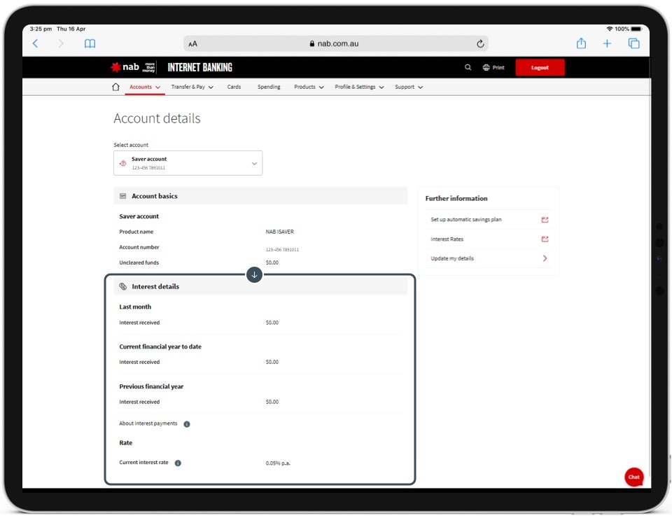 View interest earned on your accounts Online banking guide NAB