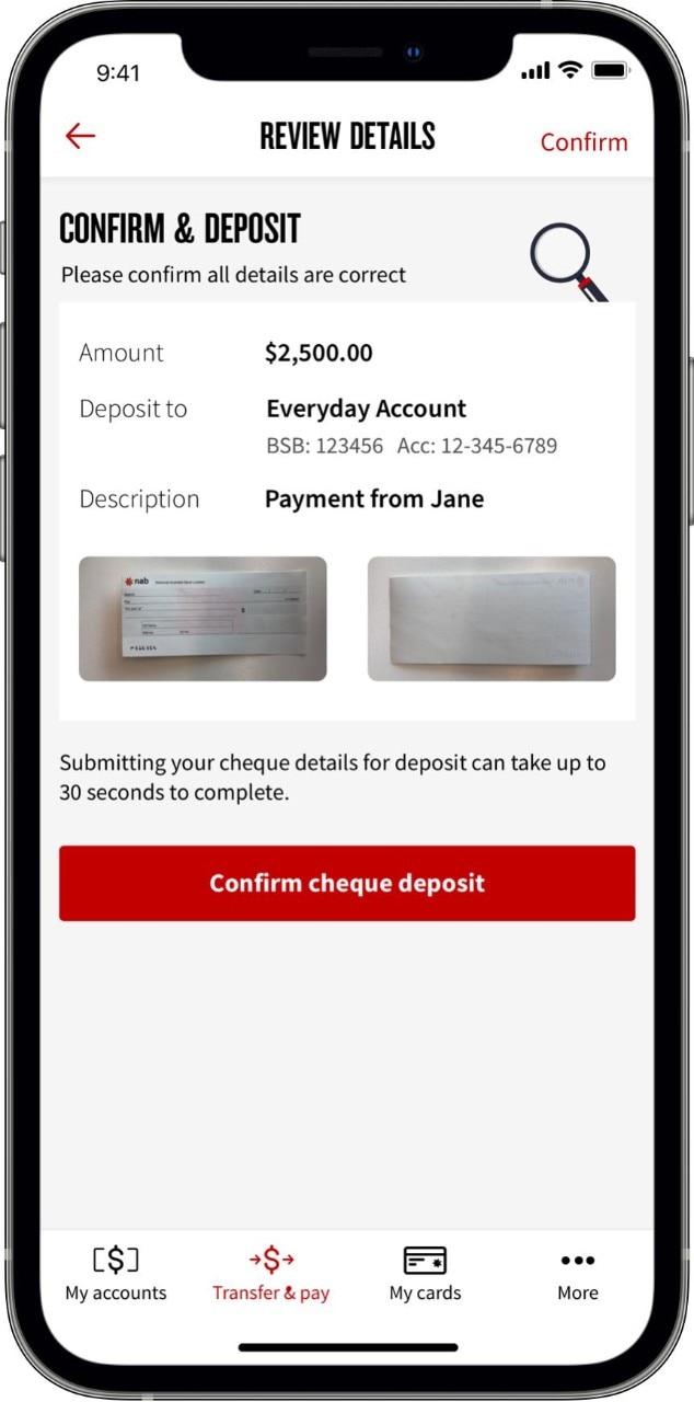 deposit cheques mobile banking app nab